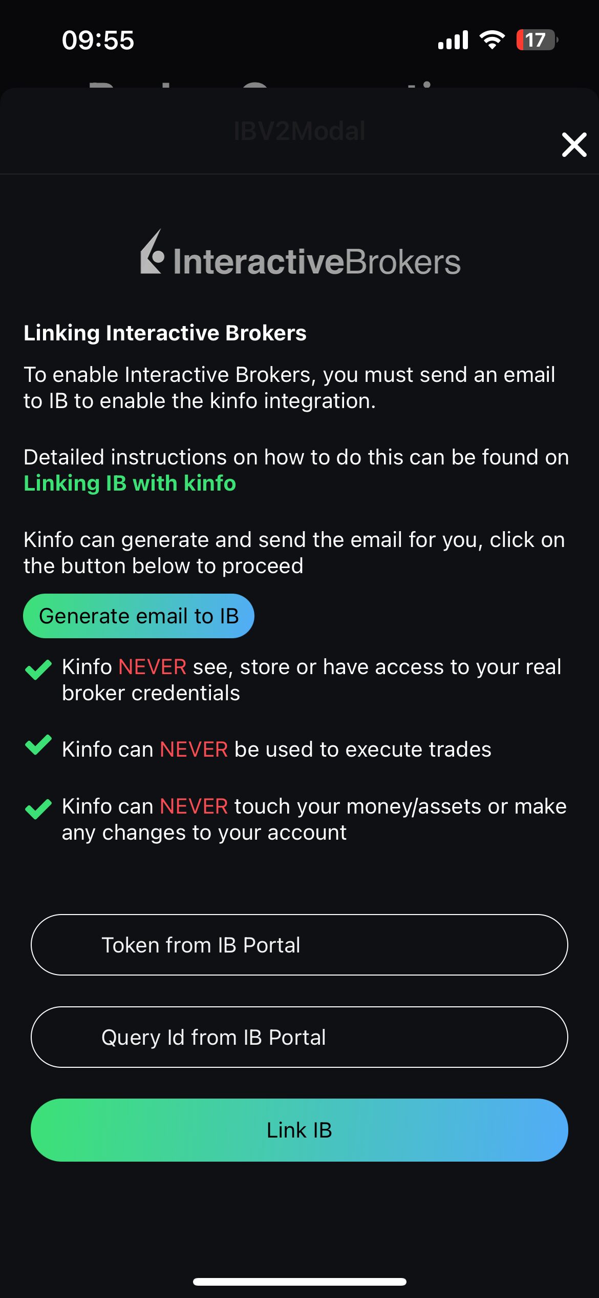 kinfo - Verified Trading Performance - Linking Interactive Brokers